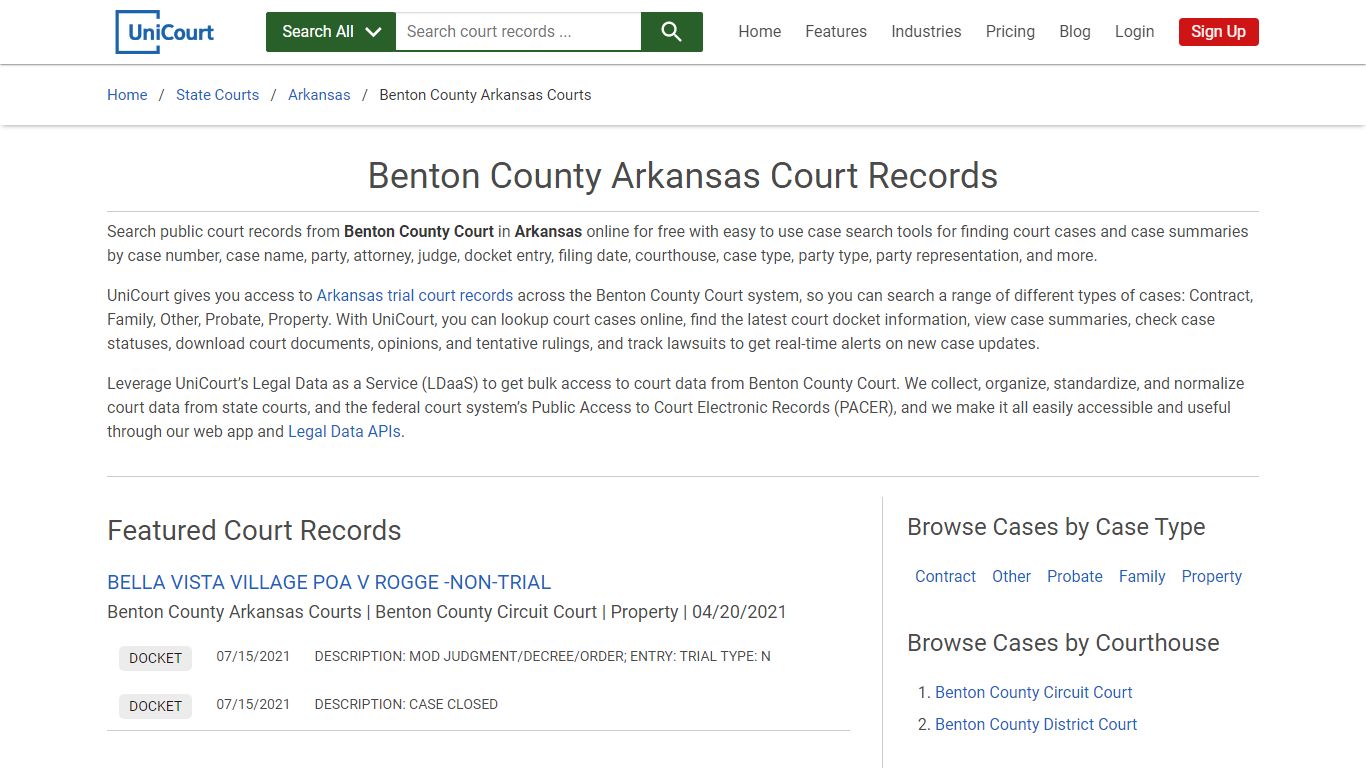 Benton County Arkansas Court Records | Arkansas | UniCourt